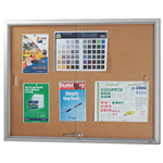 VISIONCHART BE NOTICED NOTICE CASE 2 SLIDING DOOR 1220 X 915MM SILVER FRAME CORK BACKING
