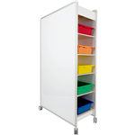 VISIONCHART EDUCATION HUDDLE DOUBLE SIDED MOBILE MAGNETIC WHITEBOARD 840 X 374 X 1800MM WHITE PLUS 3 SHELVES AND 5 TRAYS