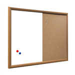 VISIONCHART COMBO PINBOARD 900X600MM CORKWHITEBOARD OAK STYLE FRAME