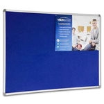 VISIONCHART CORPORATE FELT PINBOARD ALUMINIUM FRAME 1200 X 1200MM ROYAL BLUE