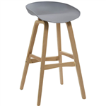 RAPIDLINE VIRGO BARSTOOL OAK COLOURED TIMBER FRAME WITH POLYPROPYLENE SHELL SEAT GREY