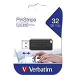 VERBATIM STORENGO PINSTRIPE USB FLASH DRIVE 20 32GB BLACK