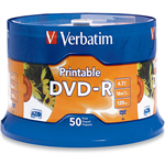 VERBATIM DVDR 47GB 16X PRINTABLE SPINDLE WHITE PACK 50