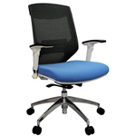 VOGUE TASK CHAIR MEDIUM MESH BACK ARMS BLUE WHITE FRAME ALUMINIUM BASE