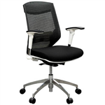 VOGUE TASK CHAIR MEDIUM MESH BACK ARMS BLACK SEAT WHITE FRAME ALUMINIUM BASE
