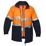 PRIME MOVER MJ777 HIVIS JACKET 2TONE 4IN1 WITH VEST REFLECTIVE TAPE ZIP ORANGE NAVY MEDIUM