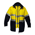PRIME MOVER MJ777 HIVIS JACKET 2TONE 4IN1 WITH VEST REFLECTIVE TAPE ZIP YELLOW NAVY 5XL
