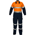 PRIME MOVER MA931 REGULAR WEIGHT COVERALL WITH METAL STUD CLOSURE AND TAPE 2TONE ORANGE NAVY 122ST