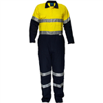 PRIME MOVER MA931 REGULAR WEIGHT COVERALL WITH METAL STUD CLOSURE AND TAPE 2TONE YELLOW NAVY 102R