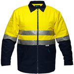PRIME MOVER MJ987 COTTON DRILL JACKET QUILT PADDED WITH ZIP CLOSURE 2TONE YELLOW NAVY SMALL