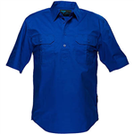 PRIME MOVER MC905 COTTON SHIRT SHORT SLEEVE LIGHTWEIGHT CLOSED FRONT COBALT EXTRA LARGE