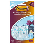 COMMAND ADHESIVE SMALL HOOKS CLEAR PACK 2 HOOKS AND 4 STRIPS