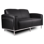 SIENNA LOUNGE TWO SEATER CHROME FRAME PU BLACK