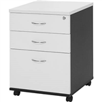 YS DESIGN OXLEY MOBILE PEDESTAL 3DRAWER LOCKABLE WHITEIRONSTONE