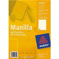 Manilla Dividers Brights Pastels and Whites